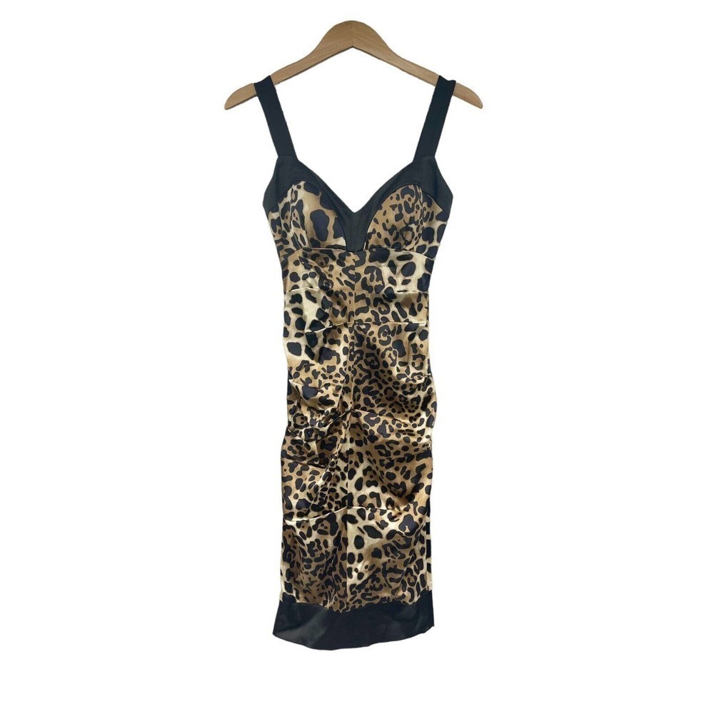 CACHE Women's Sleeveless Y2K Vintage Retro Leopard Print Bodycon Dress Size 2